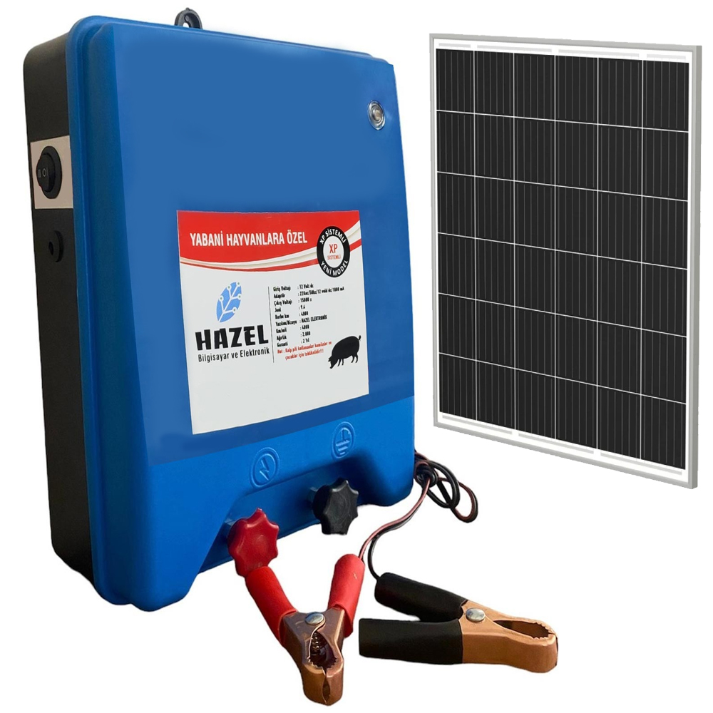 Solar & Elektrikli Çit Cihazı Lipefo4 25w Panel Sensörlü Batarya Yabani Hayvan Domuz Kovucu Hazel HZ-001
