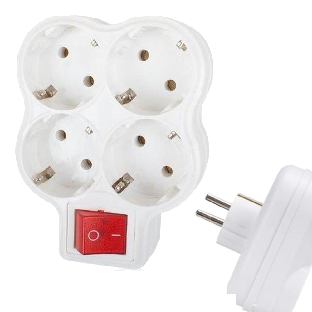 Dörtlü Topraklı Priz Fişli Anahtarlı Fetih 107-04