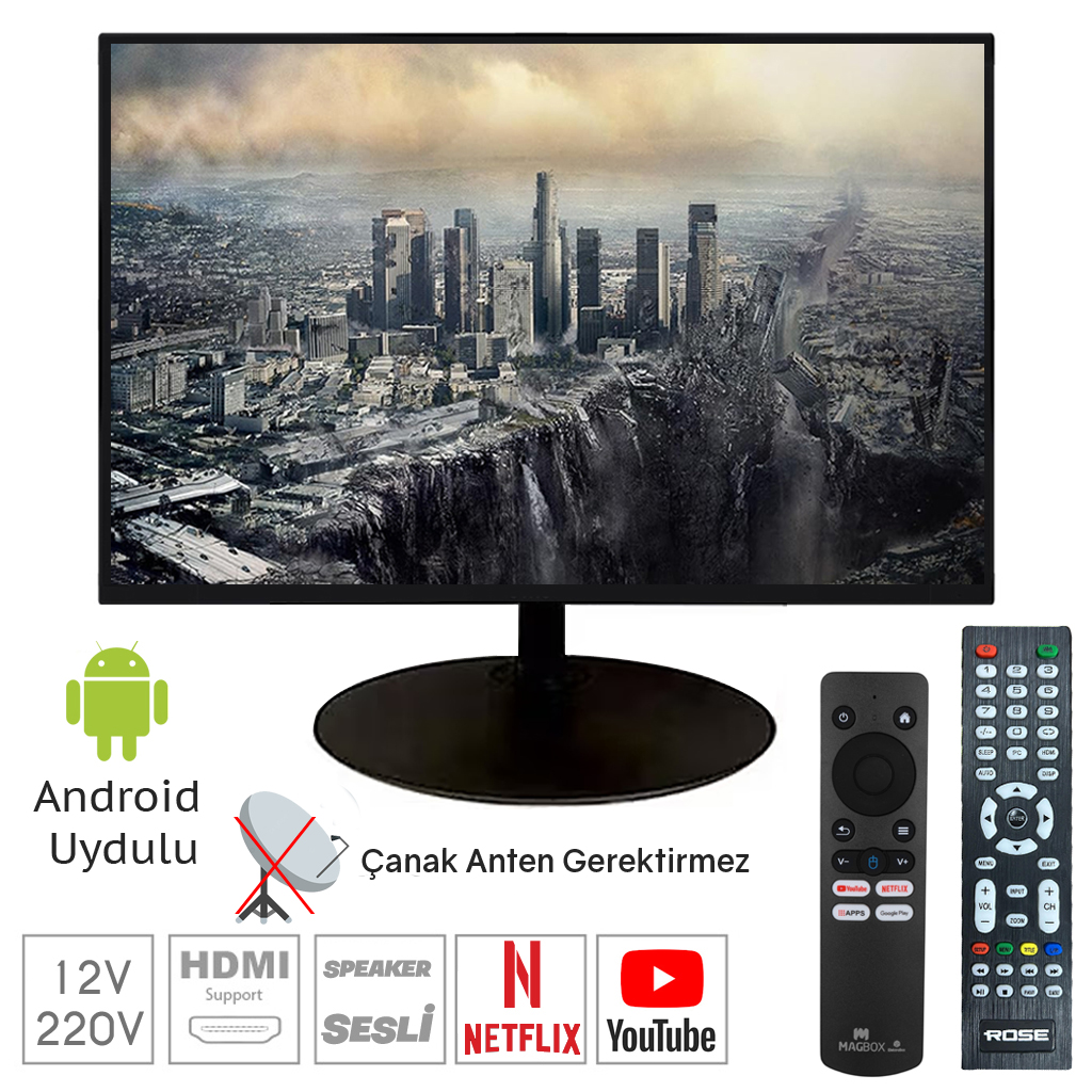 19'' Android Uydulu Televizyon 48 Ekran Hd Lcd Kumandalı 12v 220v Rose CM-119U