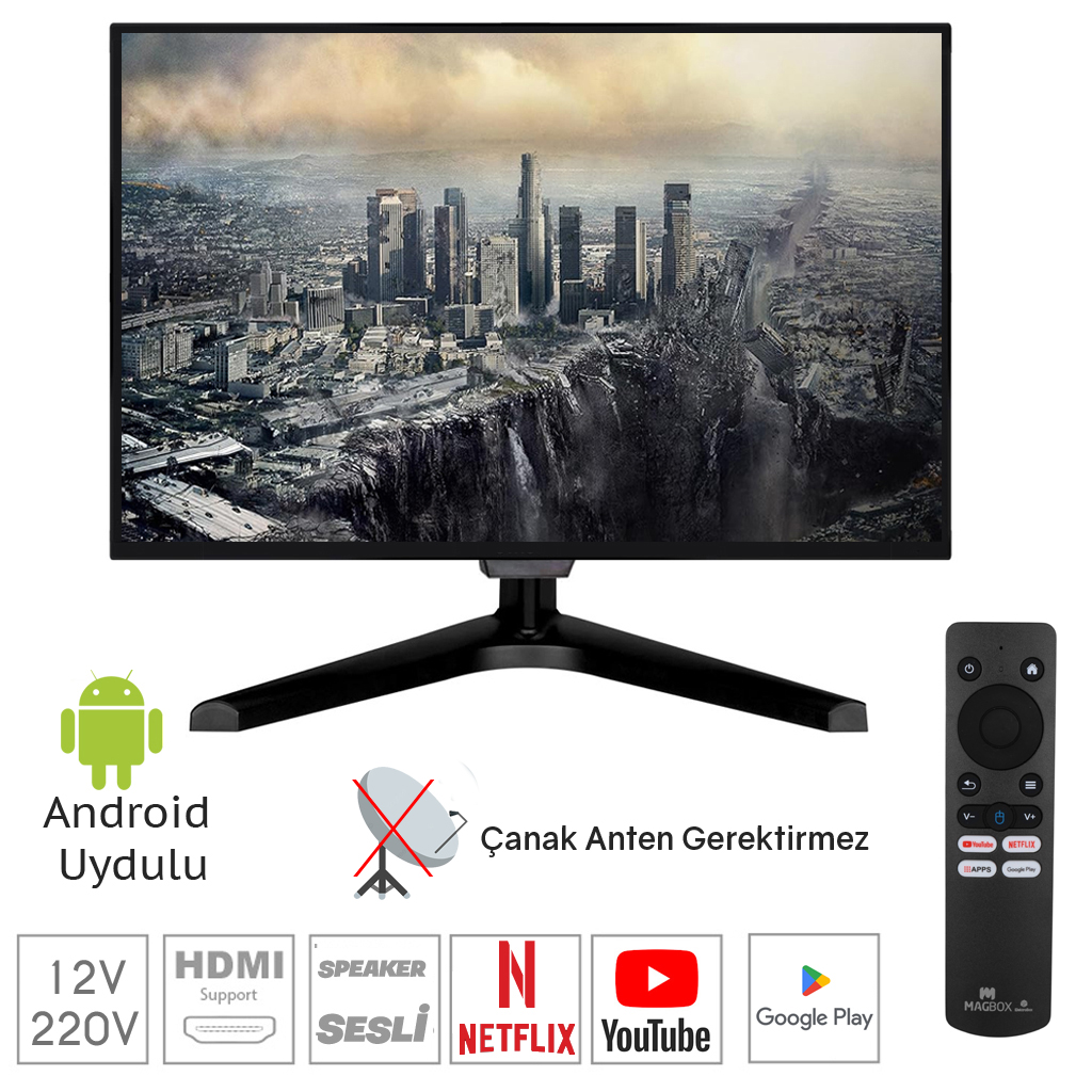19'' Android Uydulu Televizyon 48 Ekran Hd Lcd 12v 220v Nvc LED-19AU