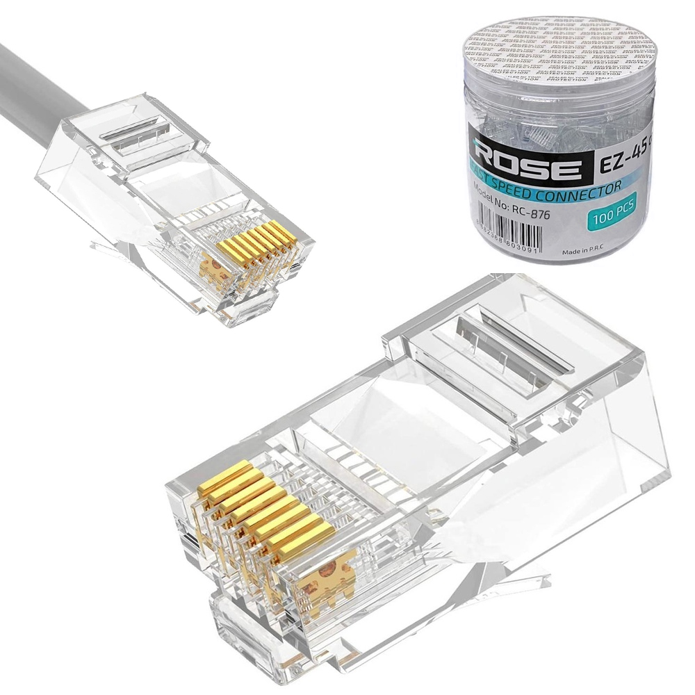 RJ45 Cat6 Soket Konnektör 100 Adet Kutulu Rose RC-876