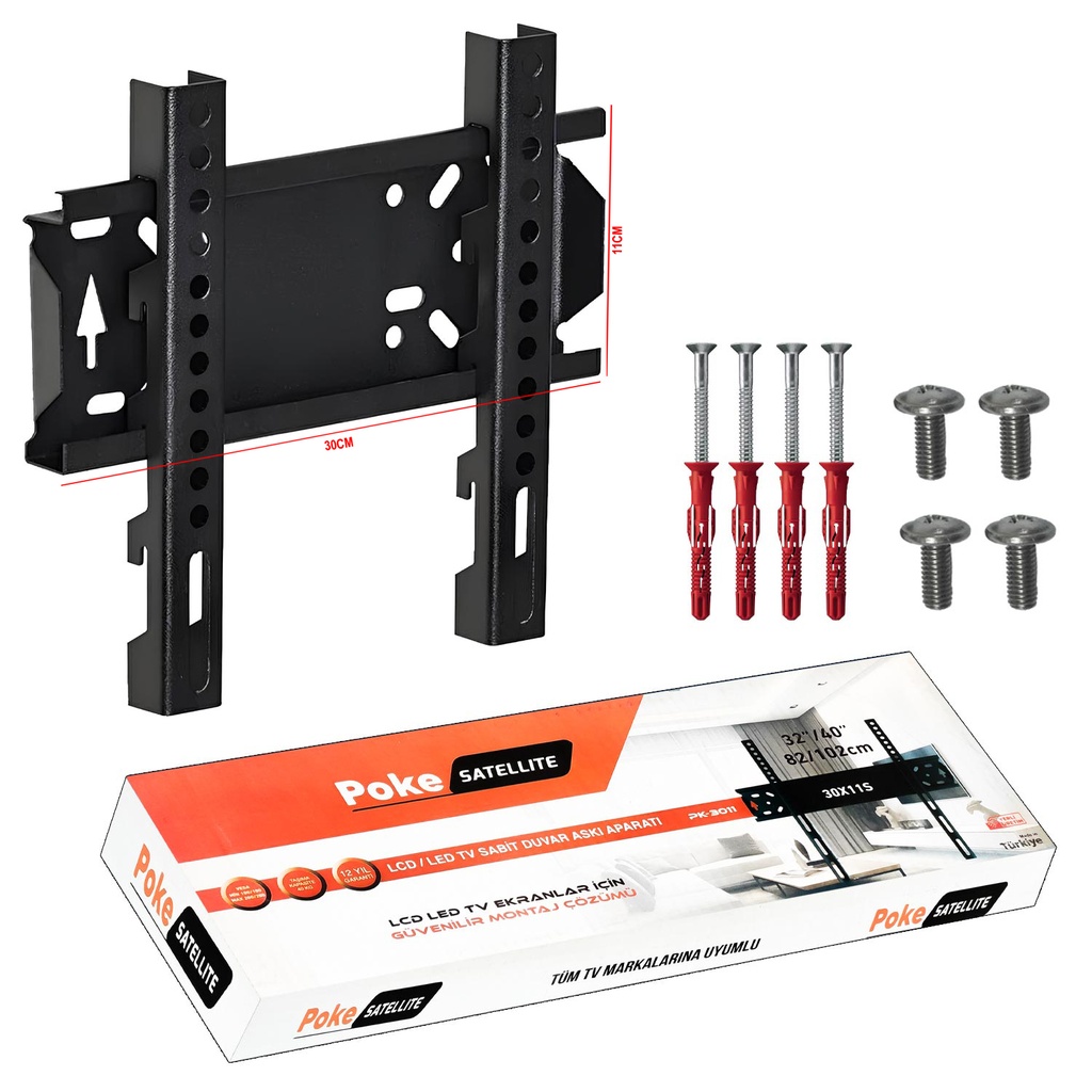 32'' 42'' 82-102cm Lcd Askı Aparatı Sabit Siyah Poke PK-3011S