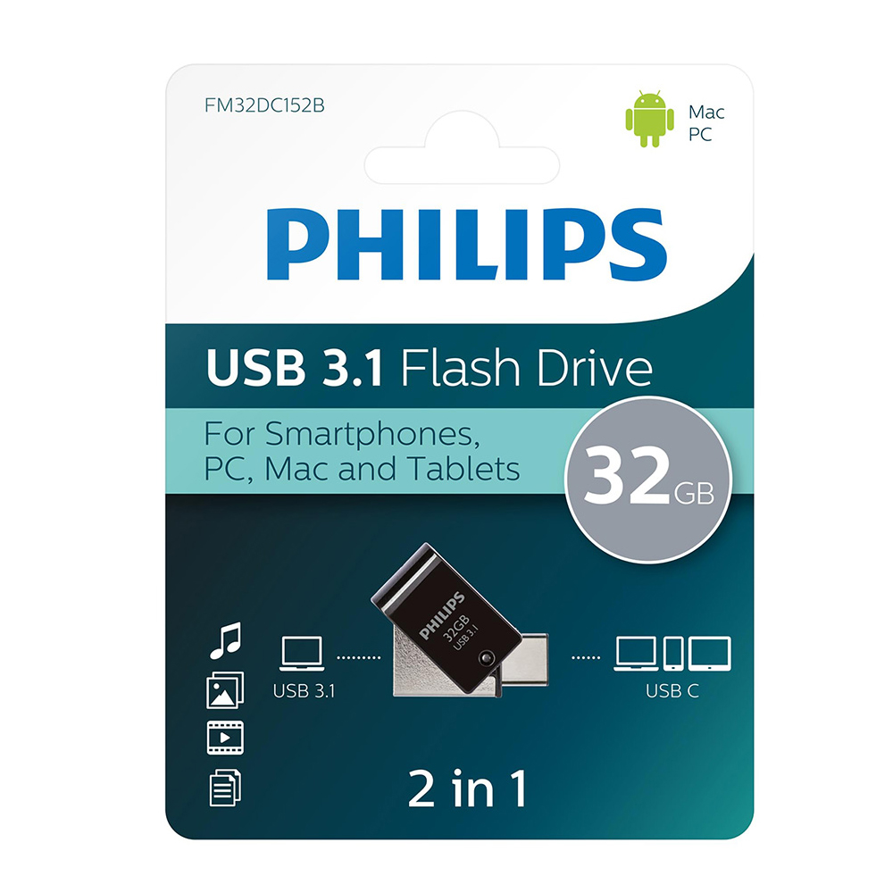 Usb Flash Bellek 3.1 Type-C Usb 2in1 32GB Philips FM32DC152B/00