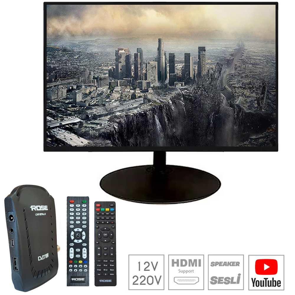 19'' Uydulu Televizyon 48 Ekran Hd Lcd 12v 220v Rose CM-119UY