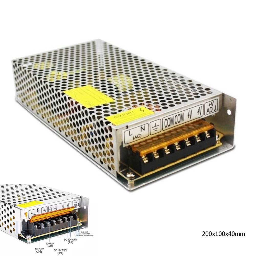 Adaptör Metal Kasa 12v 10a Rose OPS-120-12