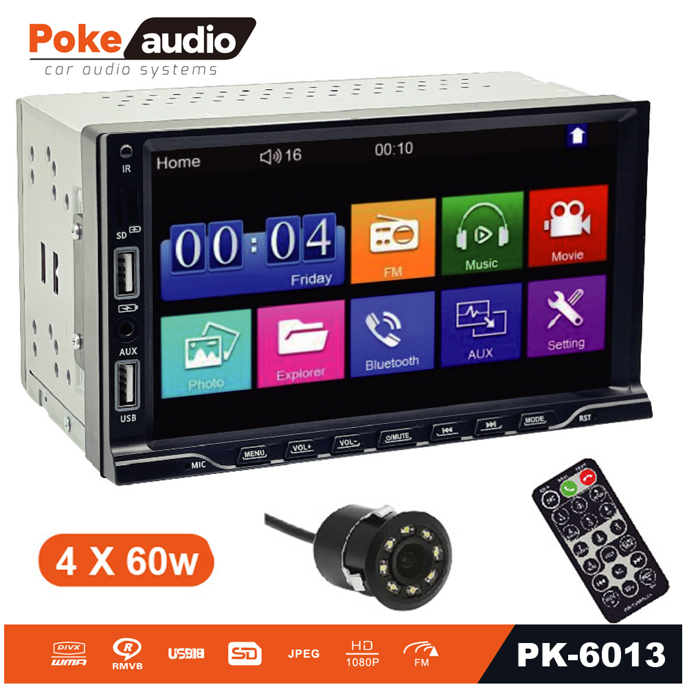 7'' Double Din Teyp 4x60w 2xusb FM SD Şarjlı Kameralı Poke PK-6013