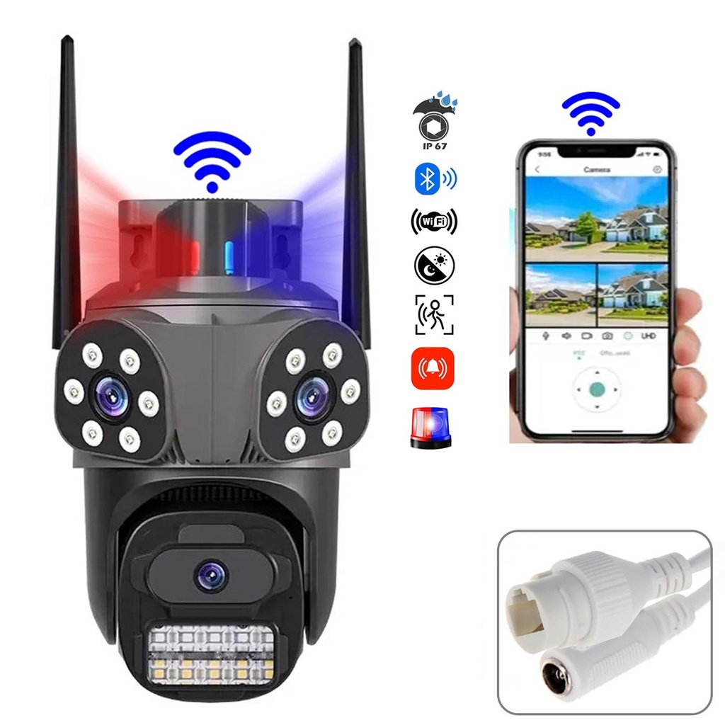 Wifi PTZ 3 Kamera 9mp Gece Renkli Sesli X5Tech RX-35AI