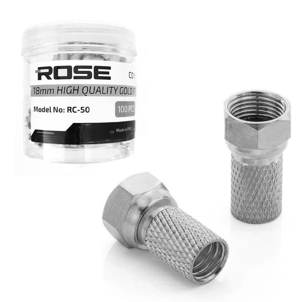 RG6 F Konnektör Gold 22mm 100 Adet Rose RC-50