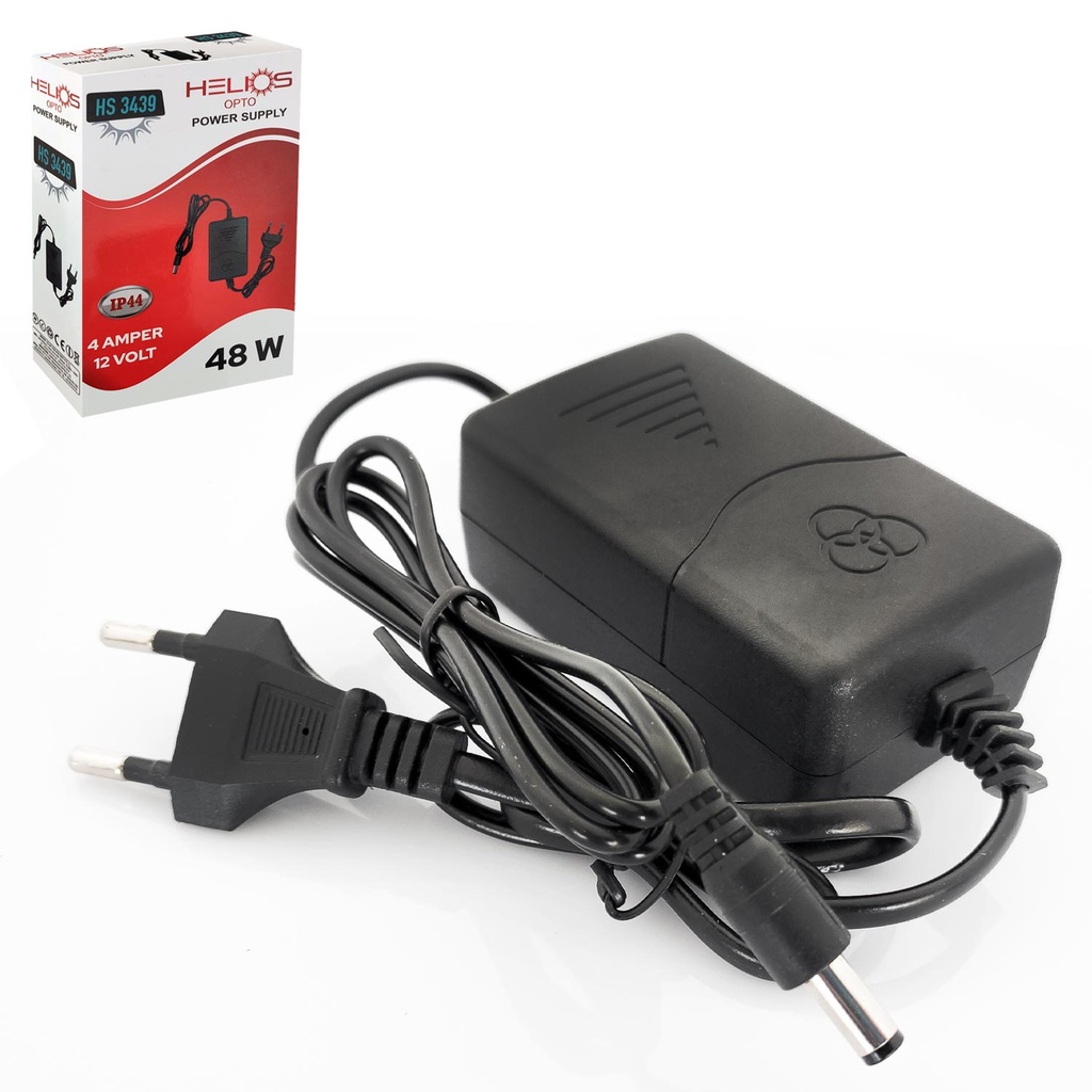 Adaptör 12v 4a Masa Tip 5.5x2.5 Plastik Kasa Helios HS-3439