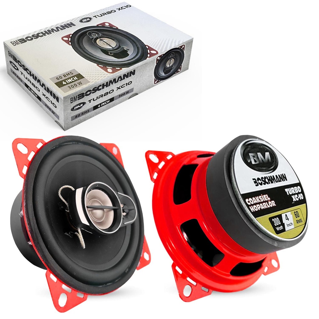 10cm Oto Hoparlör Koaksiyel 300w Tweeterli 2 Adet Boschmann Turbo XC-10