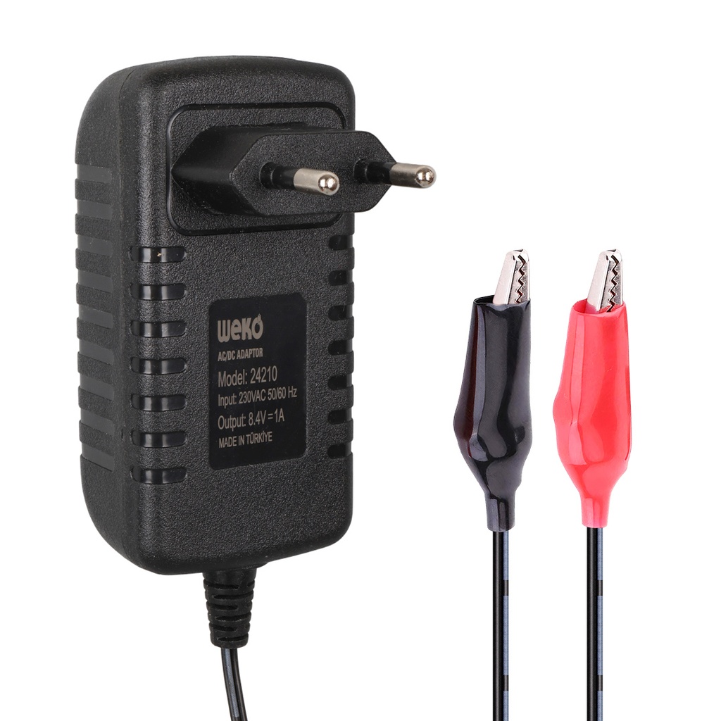 Akü Şarj Cihazı 8.4v 1a Çıkış 6v 1a Krokodil uçlu WK-24210