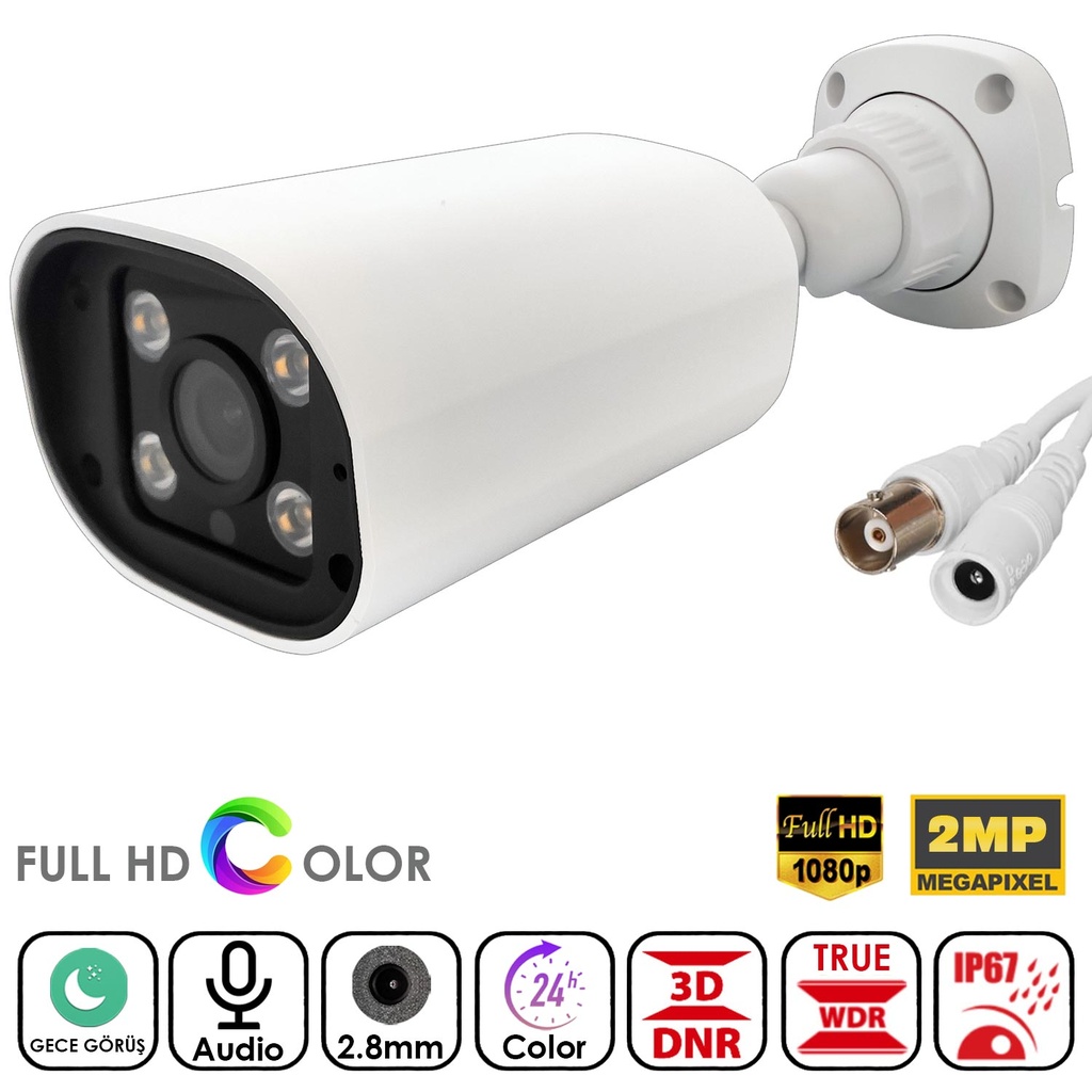 2mp AHD Kamera Colorvu Gece Renkli Bullet Mikrofonlu 2.8mm Apronx AX-BW125S