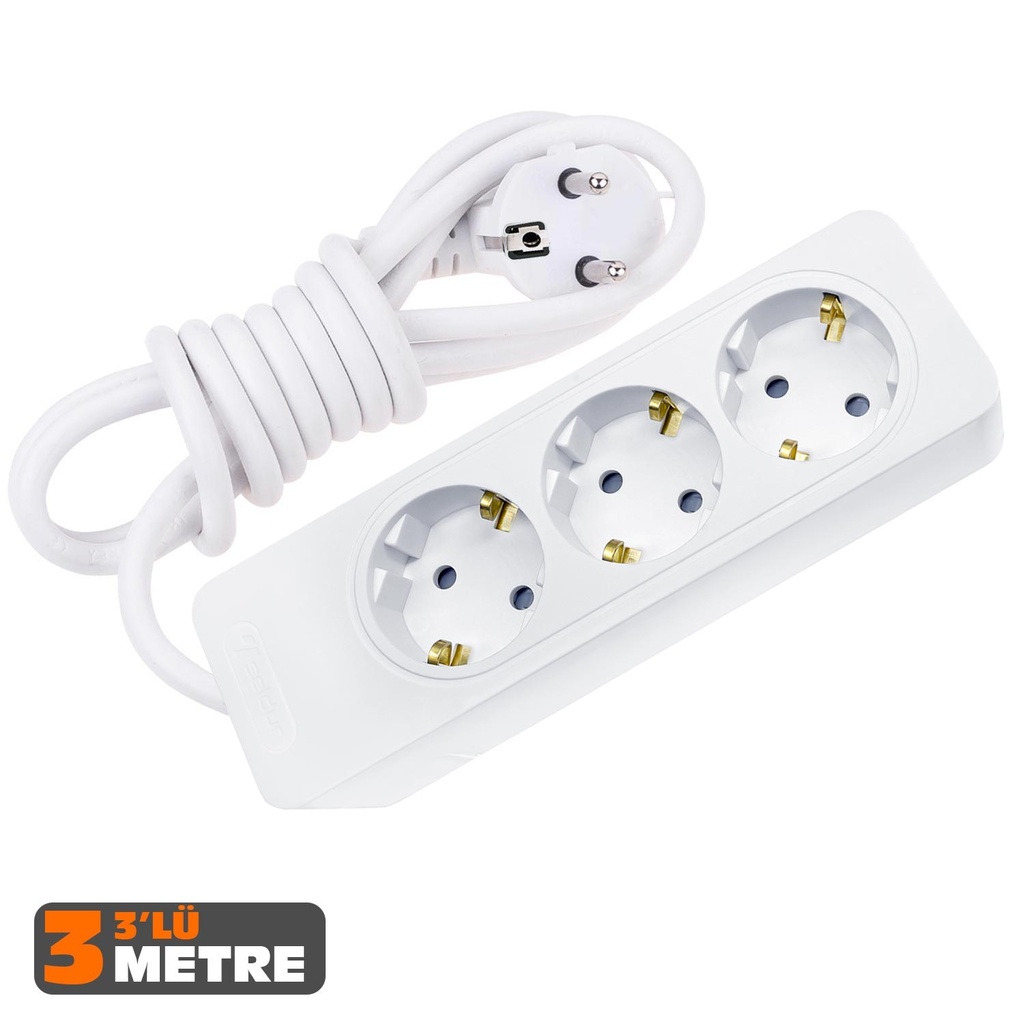 Üçlü Grup Priz 3mt Bakır PLX