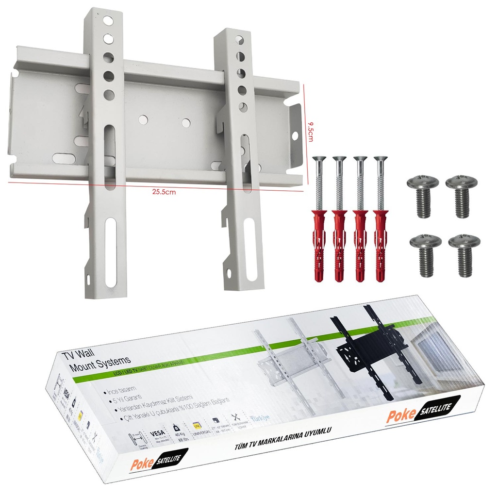 32'' 42'' 82-102cm Lcd Askı Aparatı Sabit Beyaz 30/11 Poke PK-8101