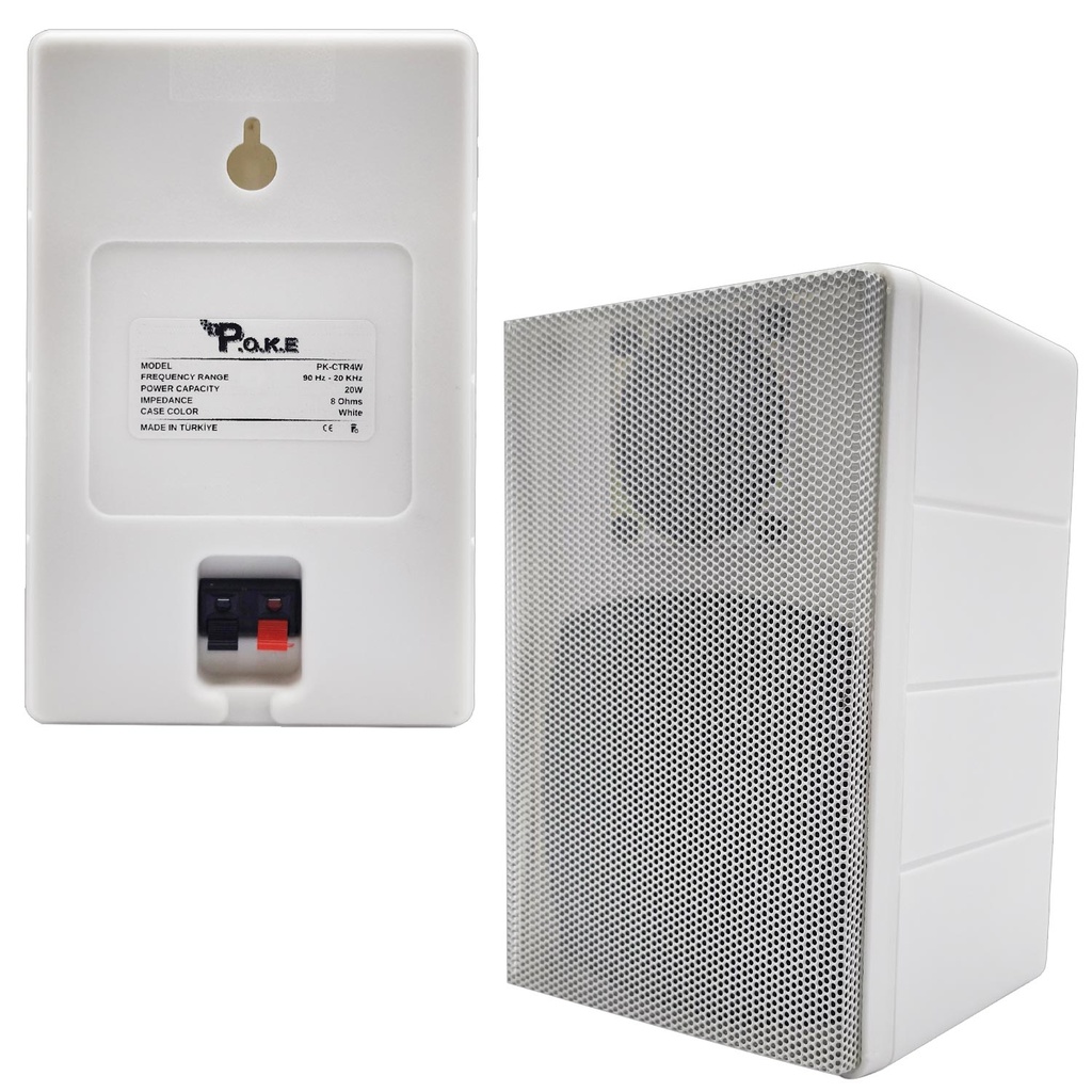 Sütun Hoparlör 10cm 20w Tweeterli Beyaz 2 Adet Poke PK-CTR4W