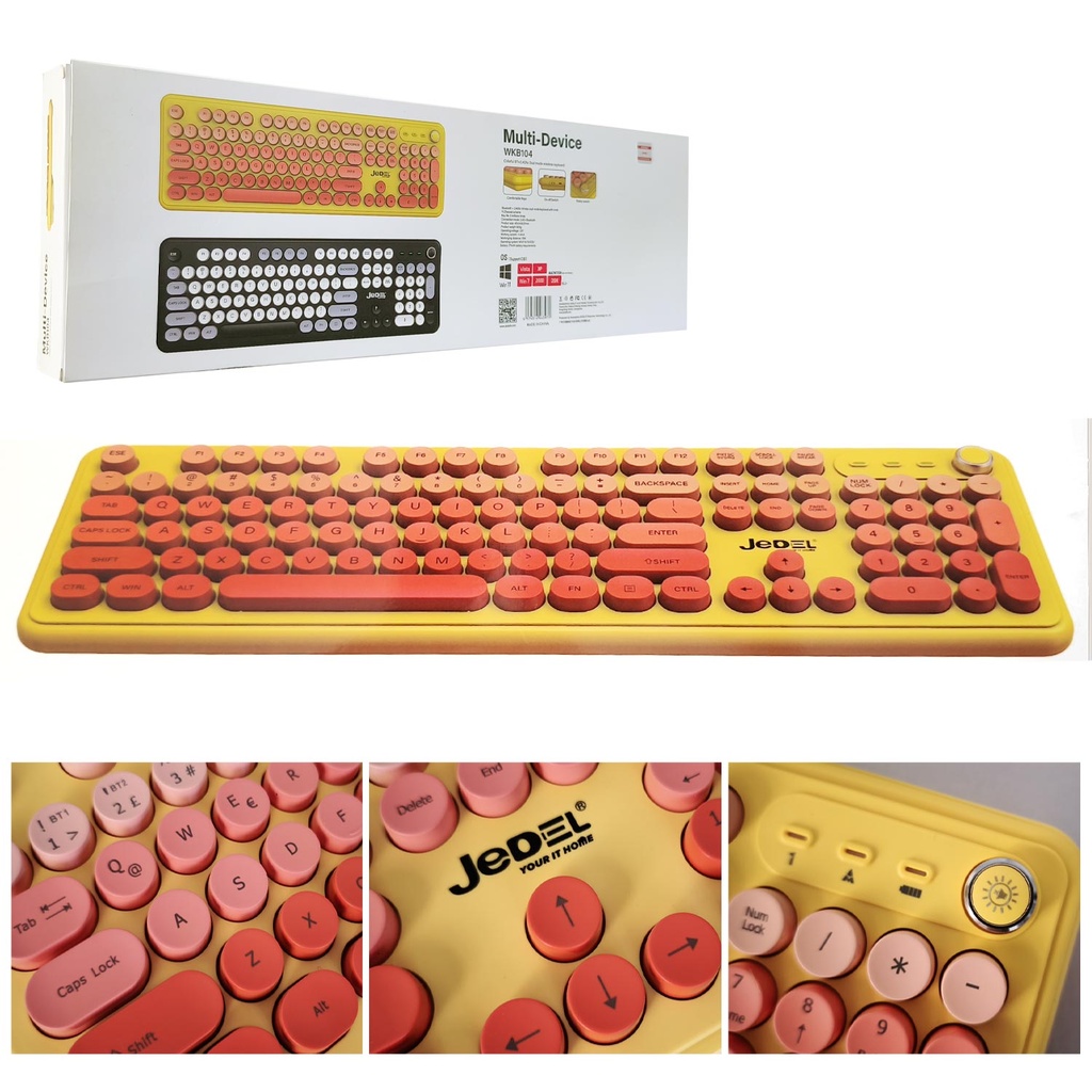 Sessiz Renkli Kablosuz Klavye Q Türkçe Ses Düğme Kontrol Jedel WKB-104
