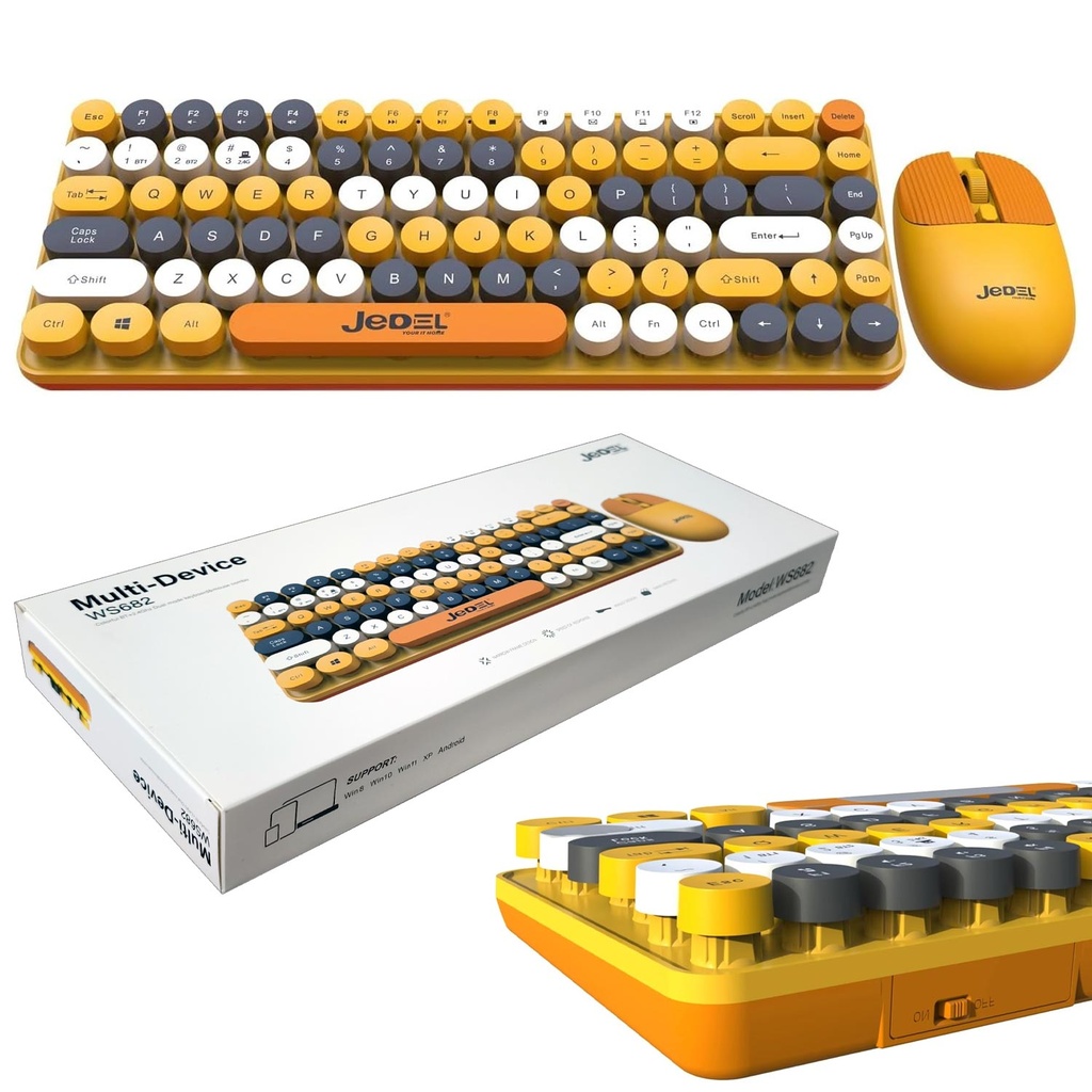 Klavye Mouse Set Q Türkçe Sessiz Renkli Kablosuz Türkçe Jedel WS-682B