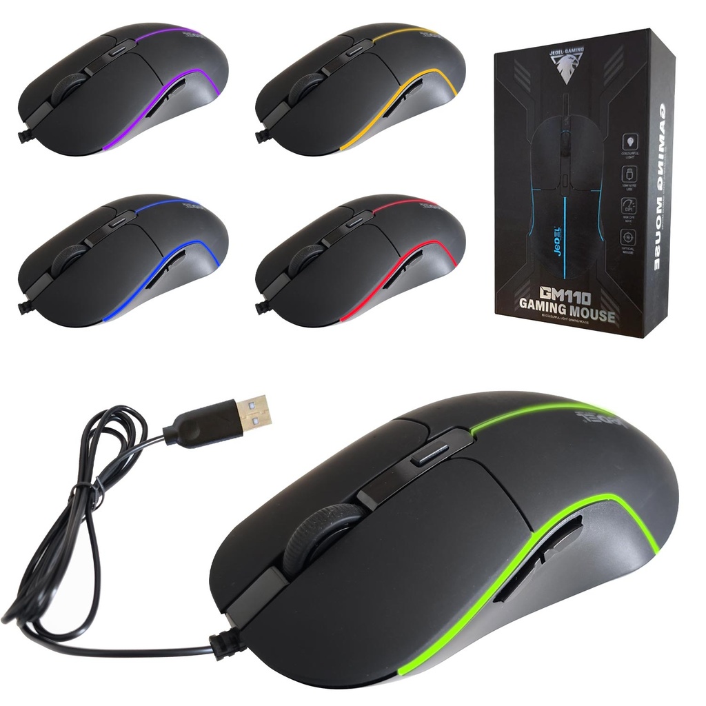 Sessiz Oyuncu Mouse Kablolu Gaming Mouse RGB Led 3200DPİ Jedel GM-110