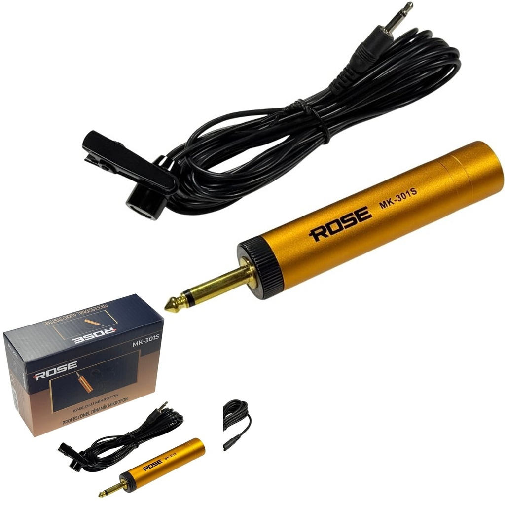 Kablolu Yaka Mikrofonu Gold Gövde Rose MK-301S