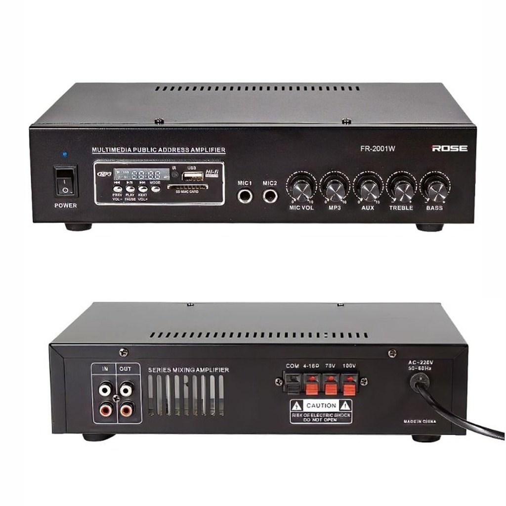 Anfi 80 Watt Mono Bt Pc Mic Usb Sd 12v 220v 2 Mikrofon Girişli Rose FR-2001W