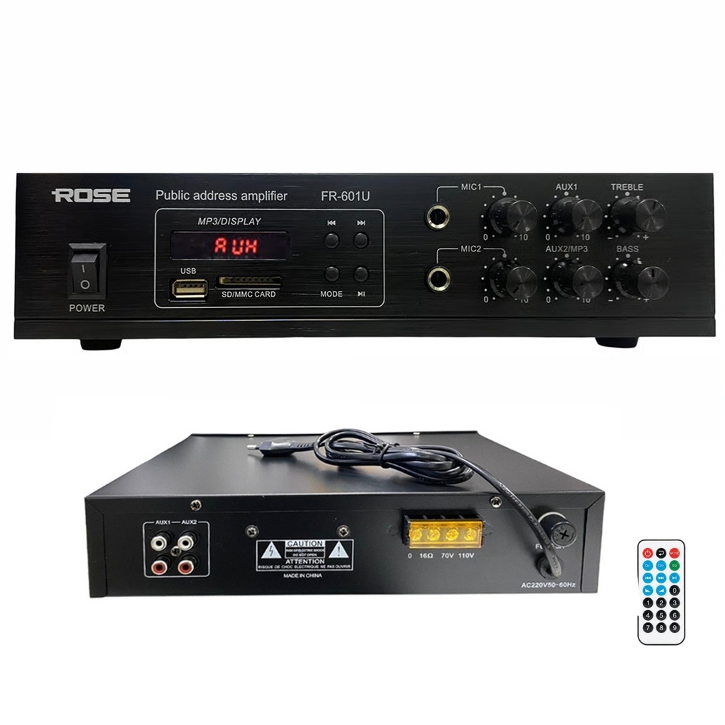 Anfi 100w Mono Bt Pc Mic Usb Sd 12v 220v 2 Mikrofon Girişli Rose FR-601U