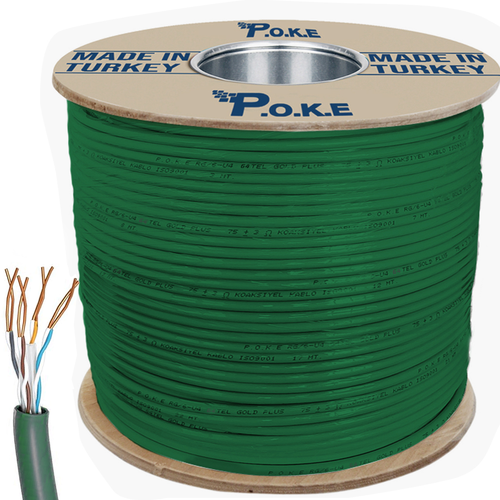 Cat6 Kablo Bakır Alaşım 23AWG 0.51 500mt Poke PK-1505