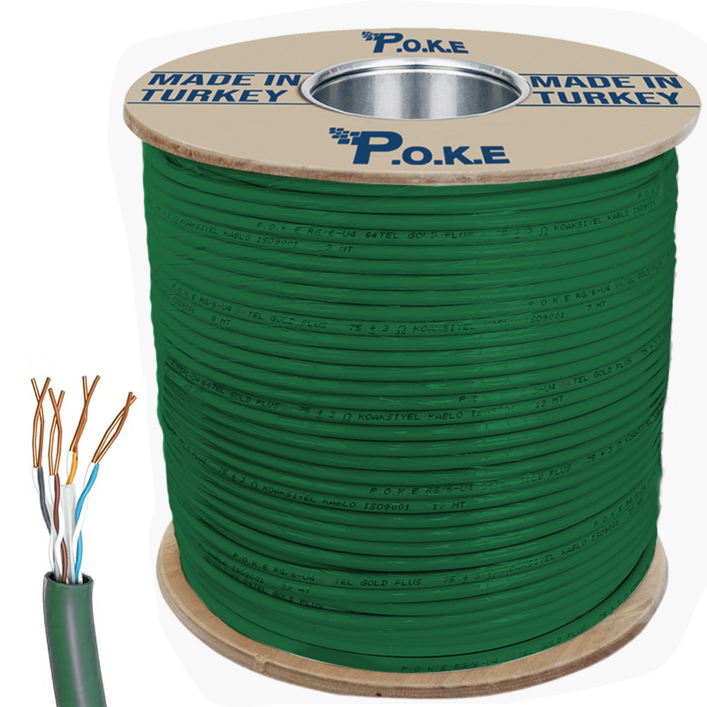Cat6 Kablo Bakır Alaşım 23AWG 0.51 305mt Poke PK-1504