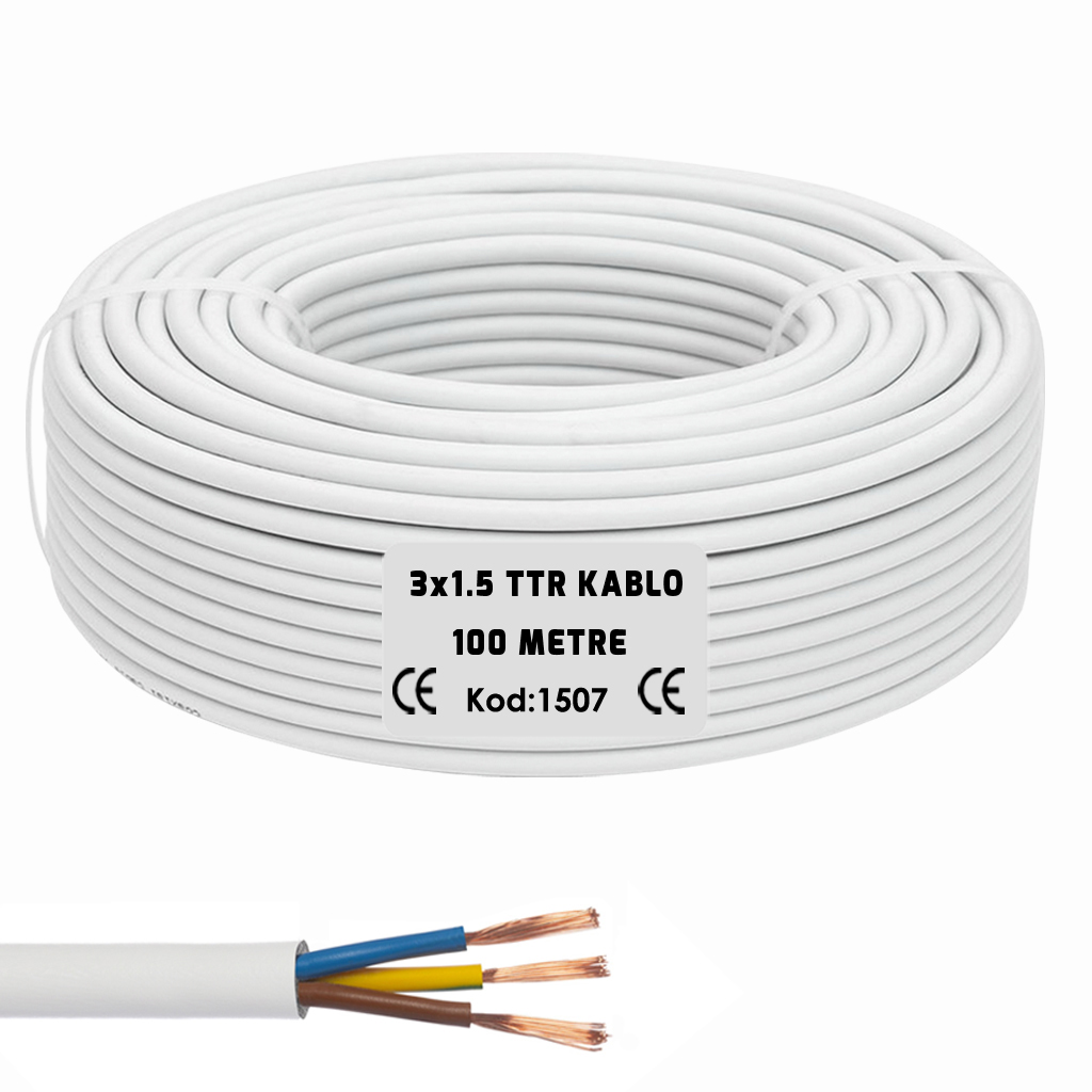 3x1.5 TTR Seslendirme Kablosu Beyaz 100mt PK-315B
