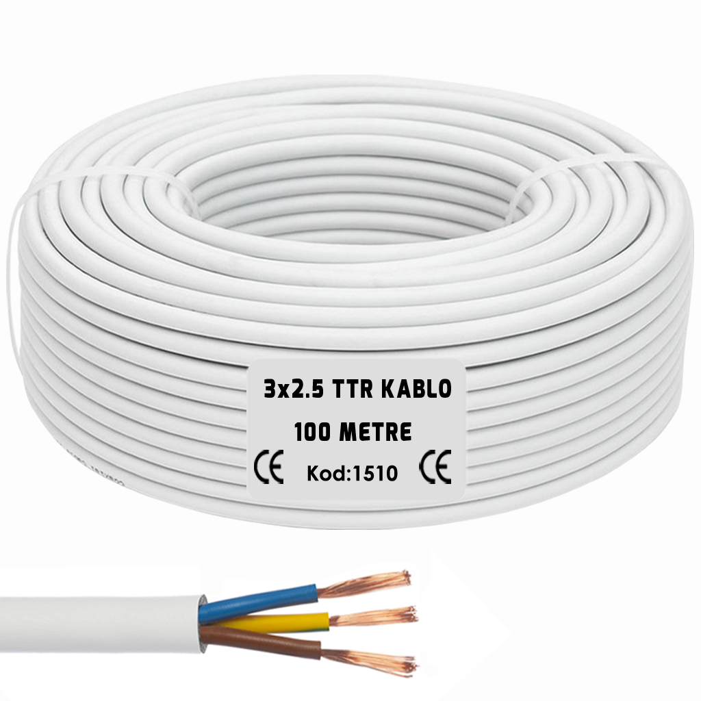 3x2.5 TTR Seslendirme Kablosu Beyaz 100mt PK-325B