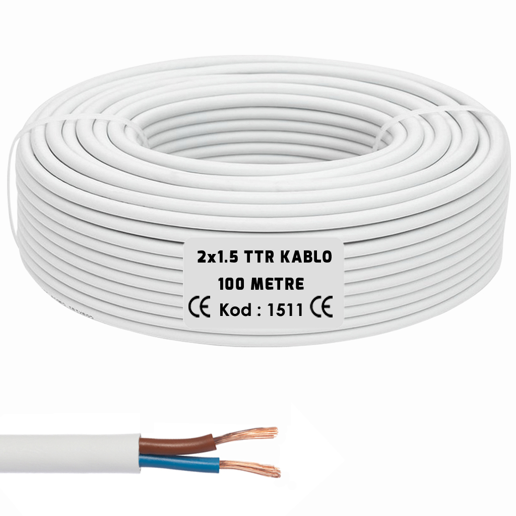 2x1.5 TTR Seslendirme Kablosu Beyaz 100mt PK-215B