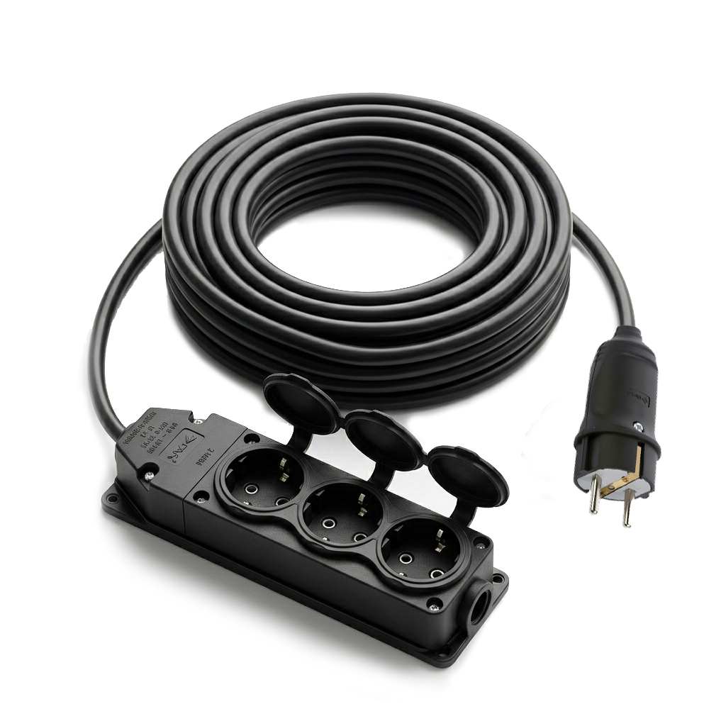 10mt Kablolu Üçlü Grup Priz Topraklı Kauçuk 3x1.5 Far MCN-010