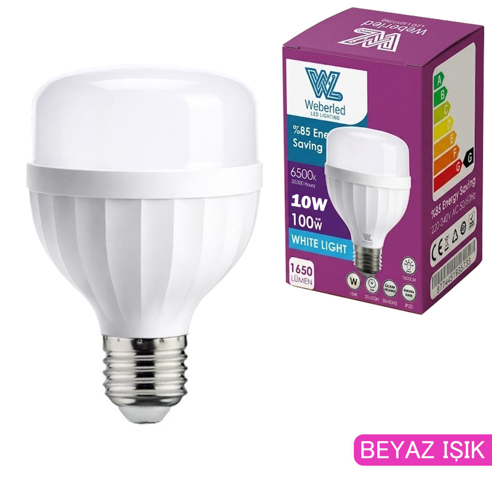 10w Led Ampul 1200lm Beyaz E27 Tourch Tip 220v Weberled WB-8500