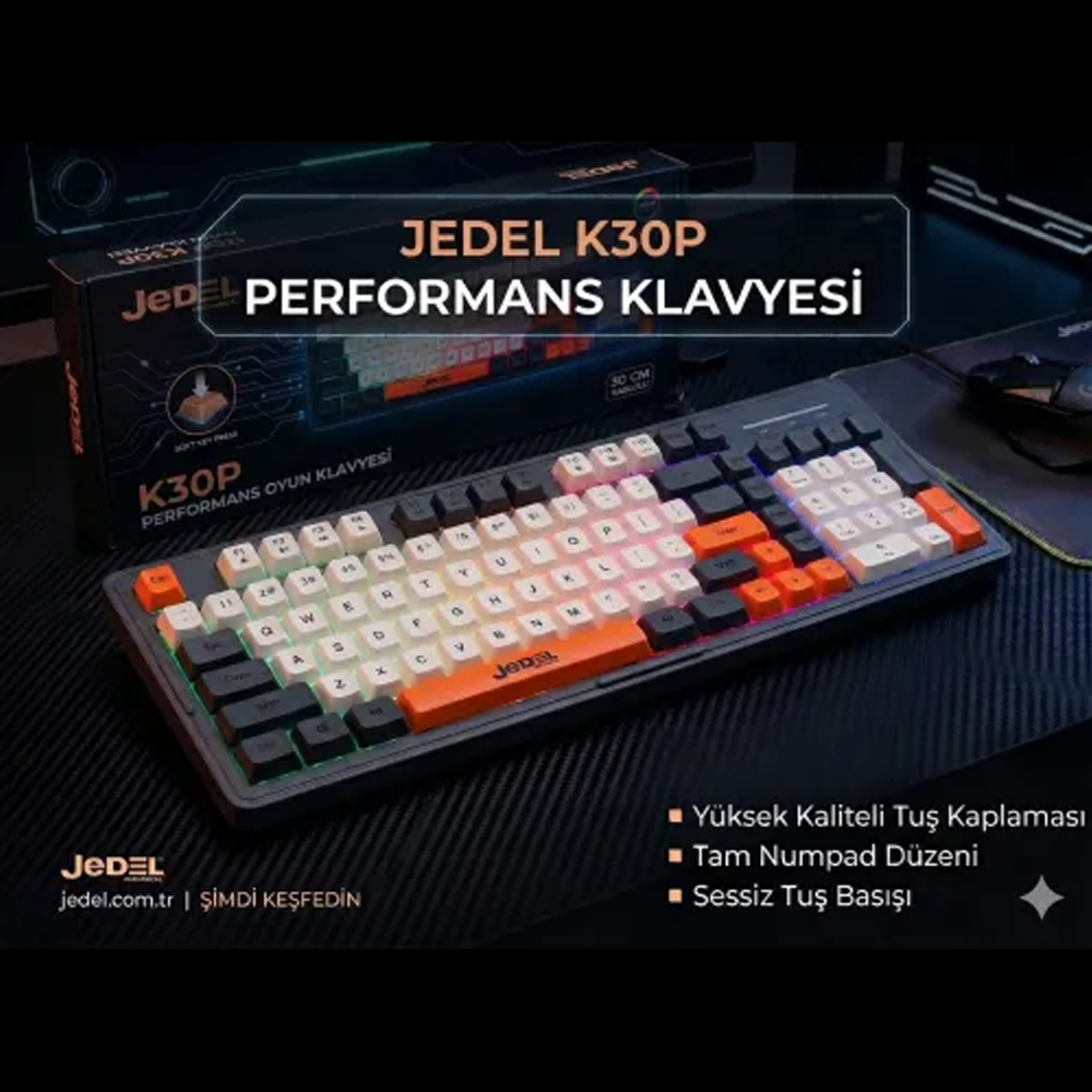 Oyuncu Gaming Klavye Sessiz RGB Işıklı Jedel K-30P