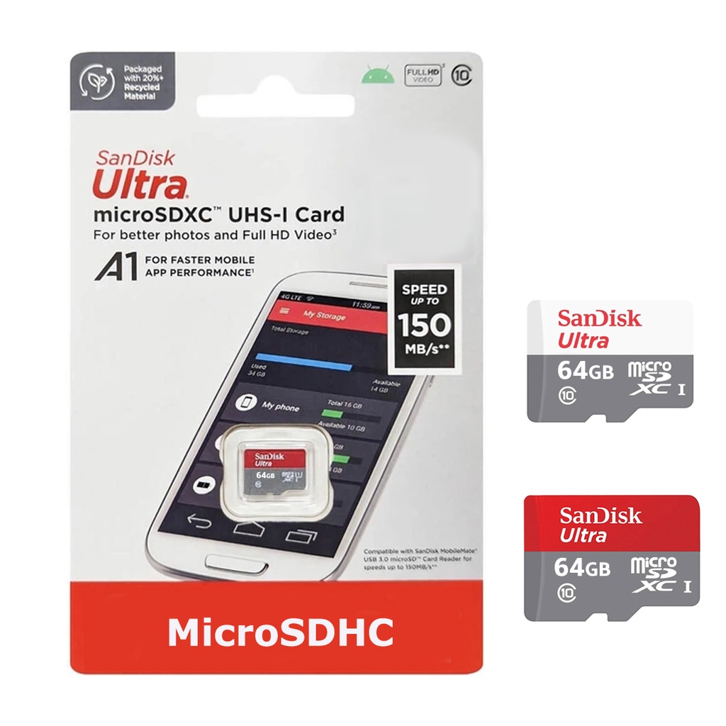 64GB Hafıza Kartı Micro SD Sandisk 10 Class XC-1