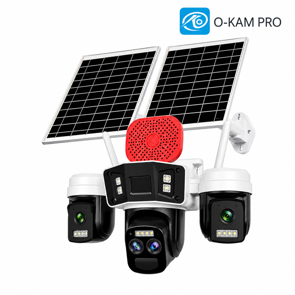 Wifi Solar Ptz Kamera 3 Lens 9Mp 10X Sirenli Çakarlı 4G Sim Kartlı O-Kam Pro 4075