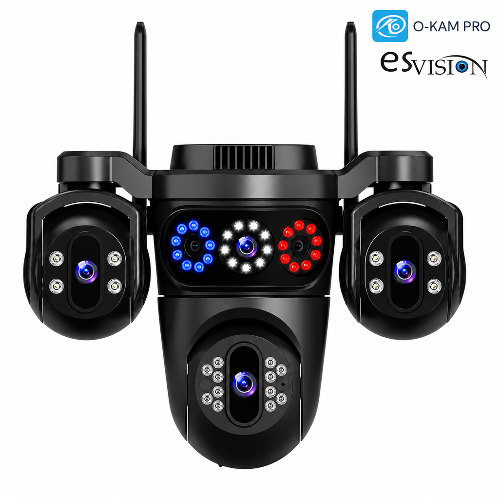 Wifi Ptz Kamera 3 Lens 3x3Mp Çakarlı Sirenli Esvision Es-703