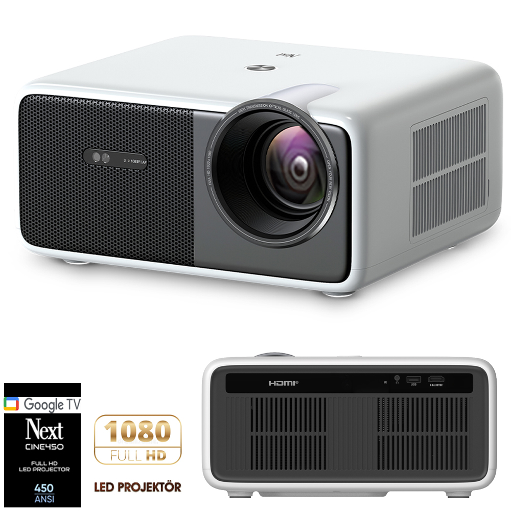 Wifi Projeksiyon Google TV 850ANSI Bt Hdmi Usb Next Cine-850