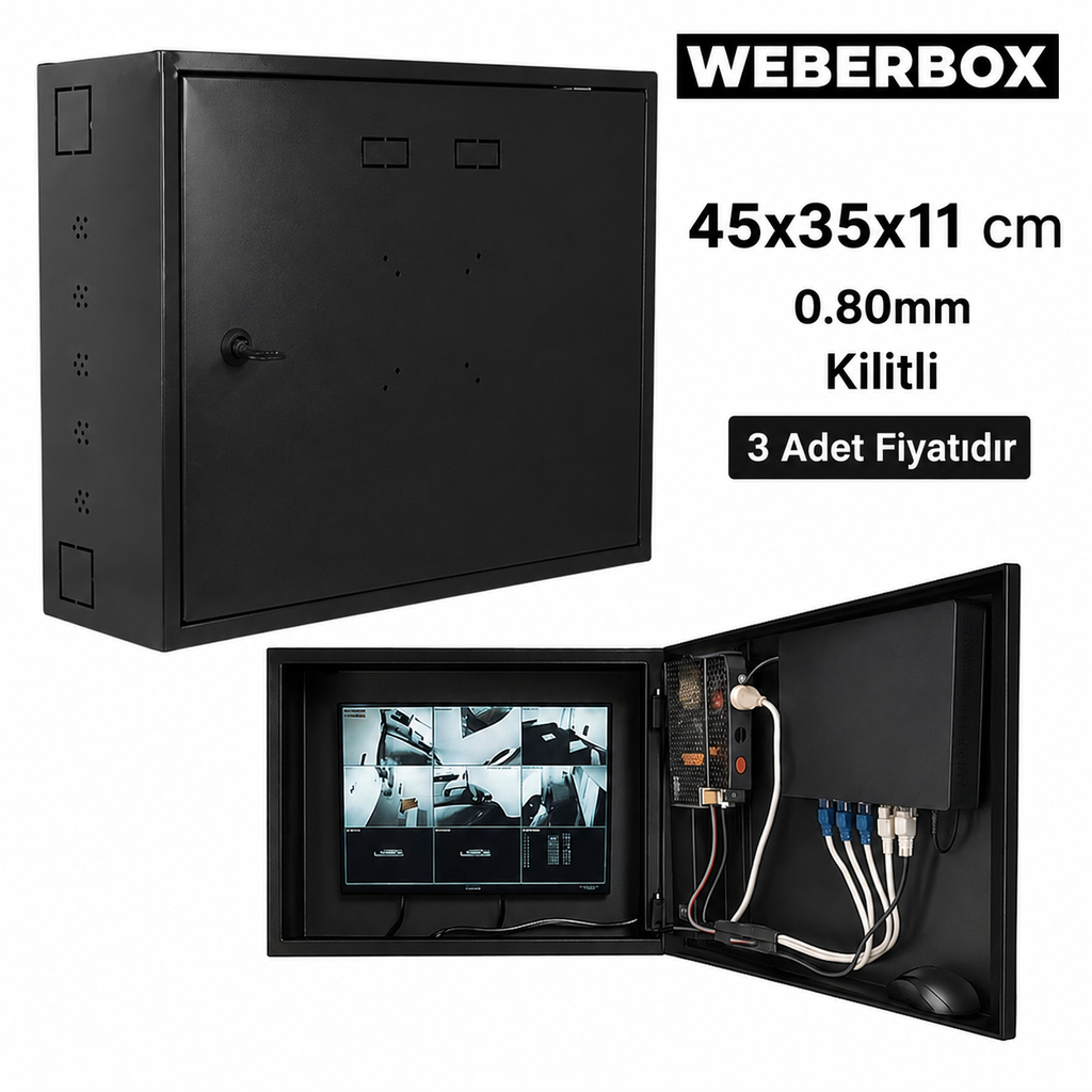 Dvr Nvr Dik Tip Kabin Pano Kabinet 0.80mm 45x35x11 WeberBox WB-PRO4511 (3 Adet Fiyatıdır)