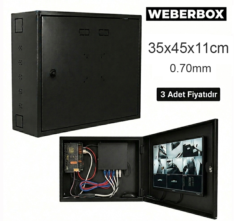 Dvr Nvr Dik Tip Kabin Pano Kabinet 0.70mm 35x45x11 WeberBox WB-PRO4511 (3 Adet Fiyatıdır)