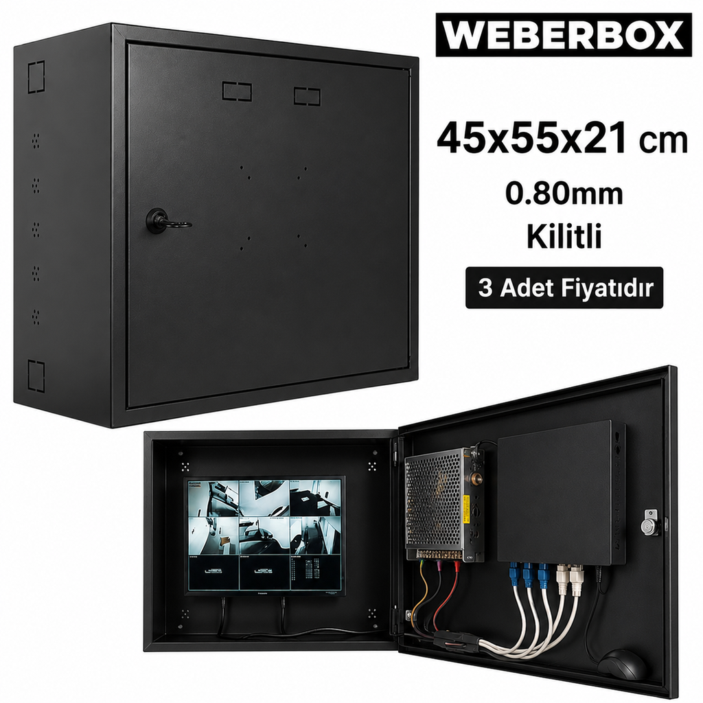 Dvr Nvr Dik Tip Kabin Pano Kabinet 0.80mm 55x45x21 WeberBox WB-PRO5521 (3 Adet Fiyatıdır)