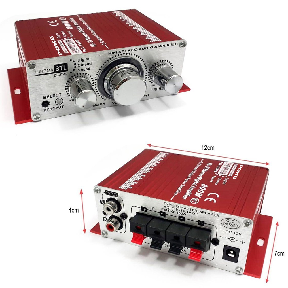 Mini Anfi 800w Pmpo 12v Bluetooth Usb Sd Fm Radio Poke PK-6102