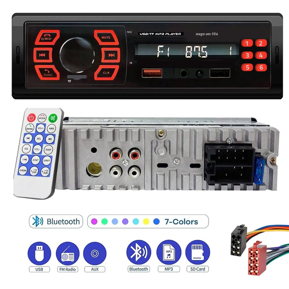 Oto Teyp 4x50 Watt Bluetooth 2xUSB Şarjlı Fm APP Aplikason Kısa Kasa Poke PK-6009