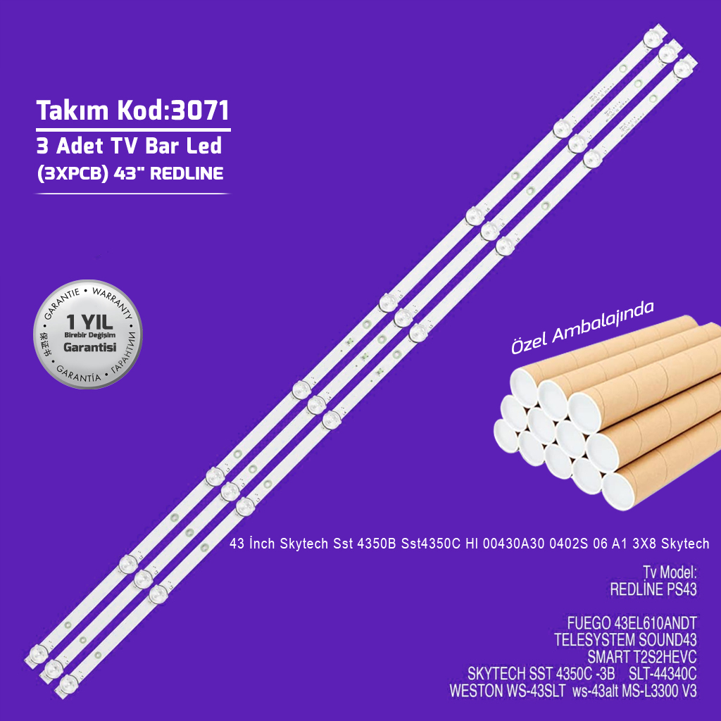 43'' Skytech Sst 4350B Sst4350C Hl 00430A30 0402S 06 A1 3X8 Skytech 3adet Tv Bar Led
