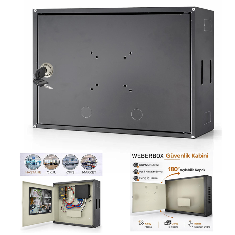 Dvr Nvr Dik Tip Kabin Pano Kabinet 0.70mm 36x46x11 Kilitli WeberBox WB-PRO4611 (3 Adet Fiyatıdır)