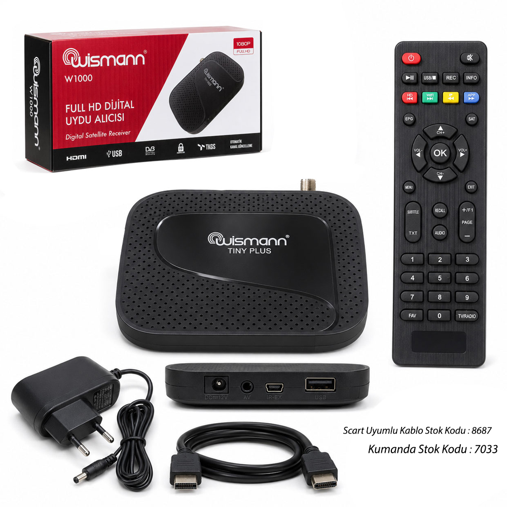Full Hd Uydu Alıcı Usb TKGS Ebeveyn Kilidi Botech Wismann W1000 Trt Bandrollü ( Maximum Satış 10 Adet )