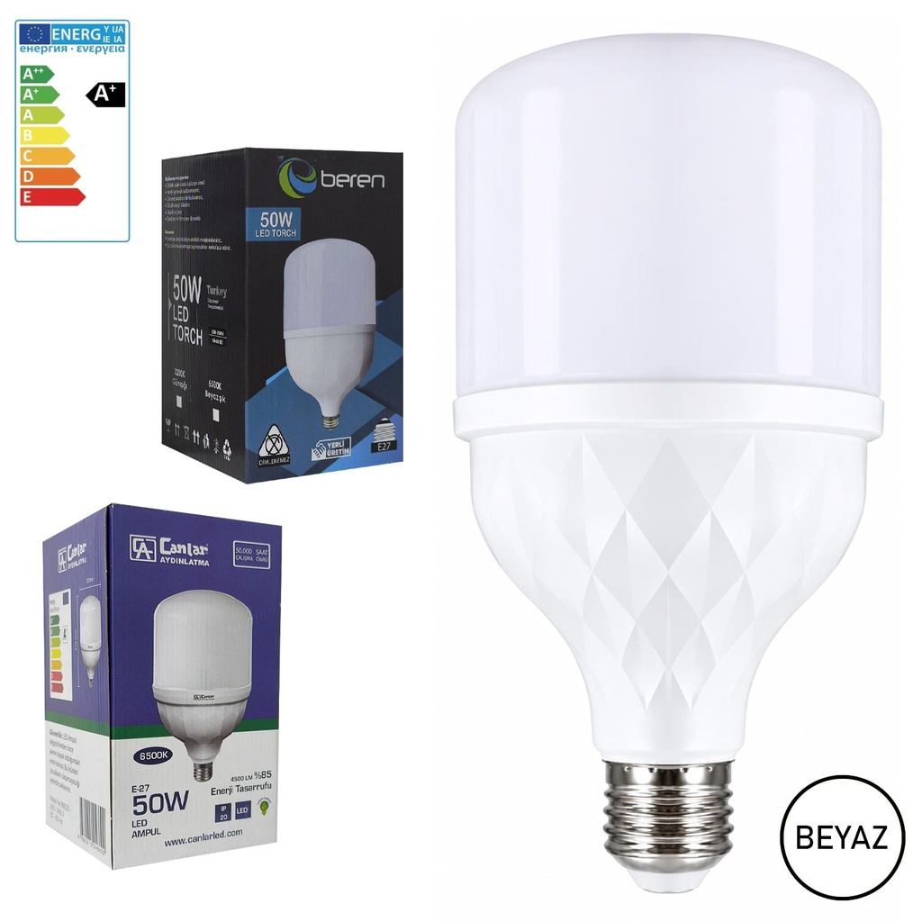 Tourch Led Ampul 220v 50w Beyaz E27 4500LM Beren CA-50