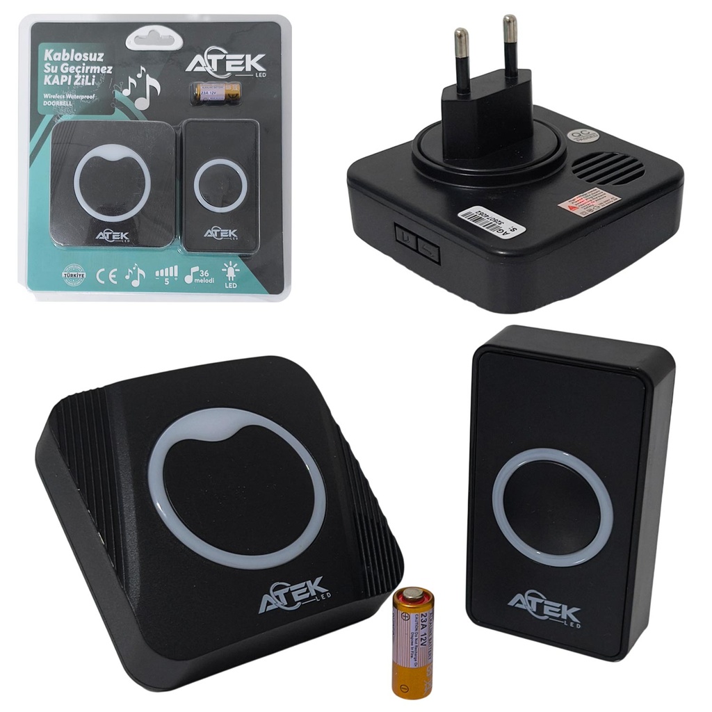 Kablosuz Kapı Zili 220v Tak Çalıştır Atek 603002