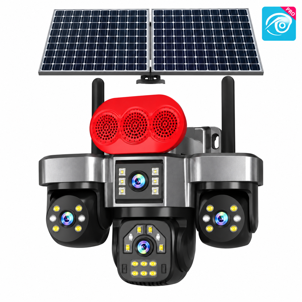 Wifi Ptz Solar Kamera Sirenli 4 Lens 4G Sim Kartlı Çift Panel  O-Kam Pro S-341