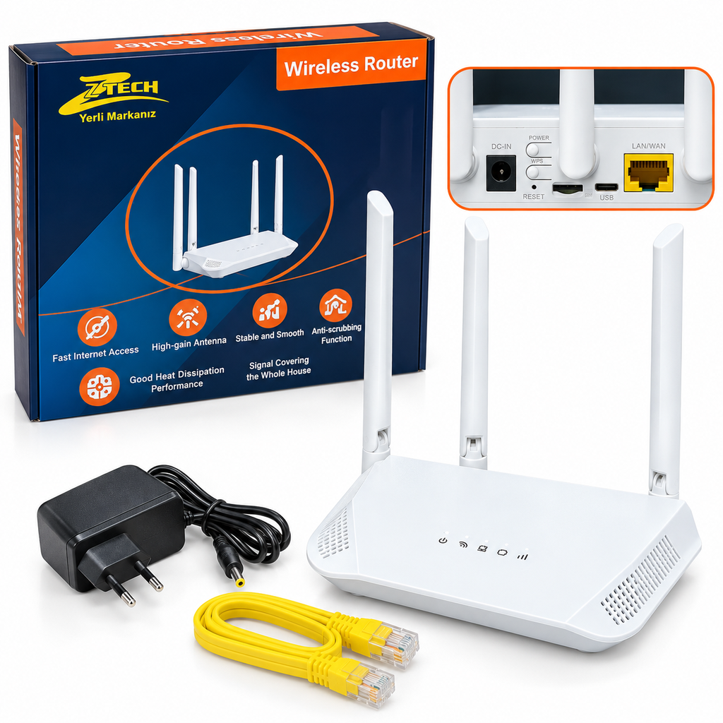 4G Modem Sim Kartlı Wireless Router 300Mbps 4 Port Ztech ZR-G300