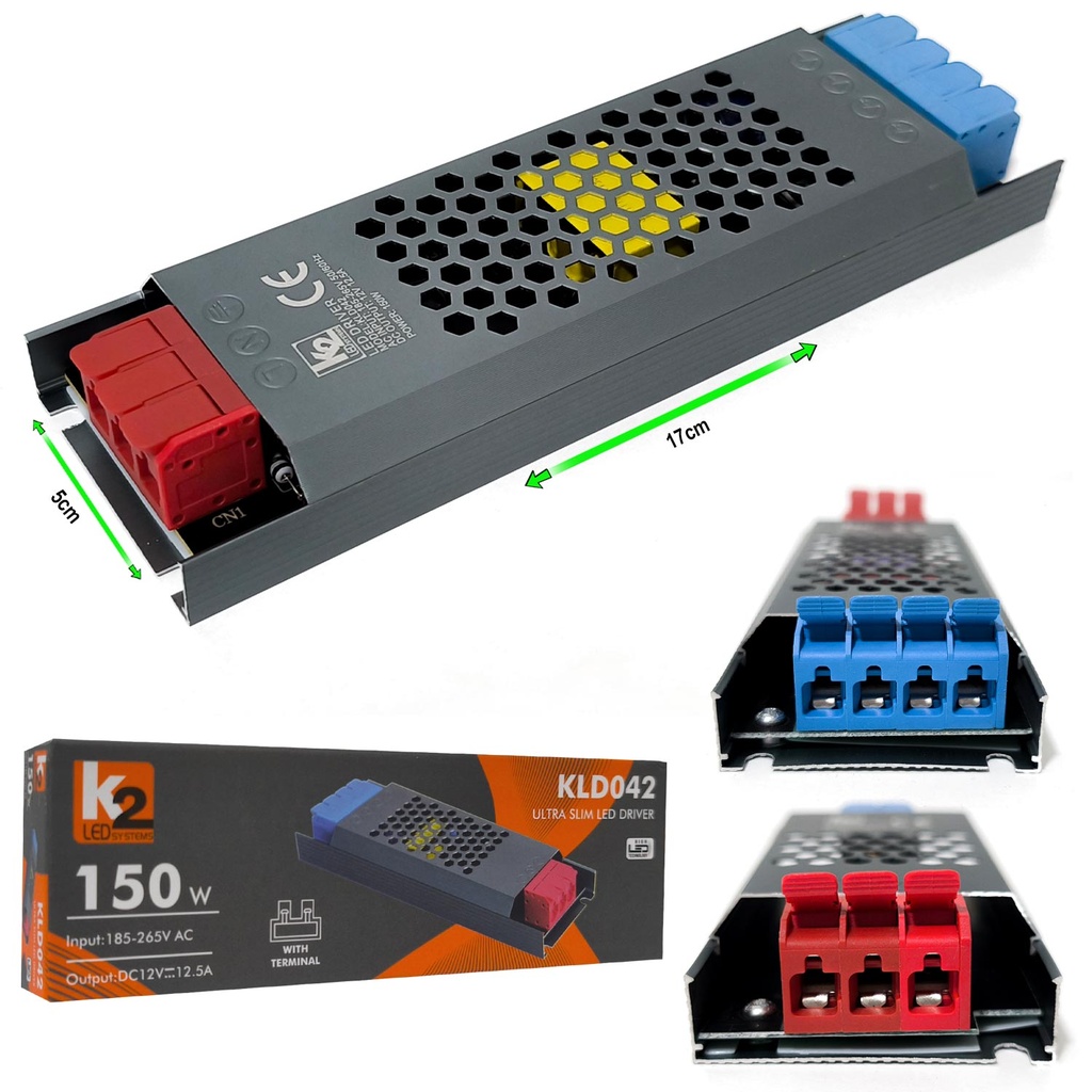Slim Metal Kasa Adaptör 12v 12.5a Yeni Nesil Kıskaçlı K2 KLD-042